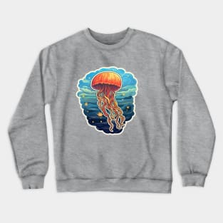 Orange sticker jellyfish artwork Crewneck Sweatshirt